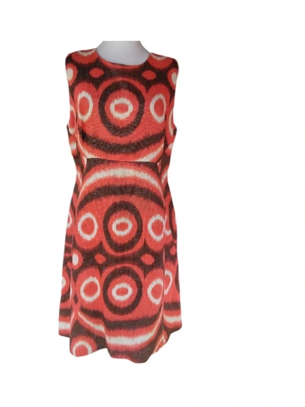 Tory Burch Joanna Linen Blend Shift Dress Orange Brown Ikat